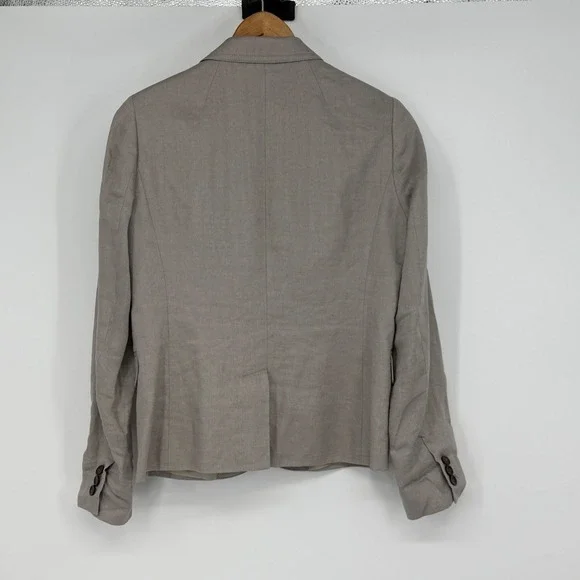 J. Crew Linen Blend Blazer Taupe Gray Single Breasted Womens Size 6 Work Classic